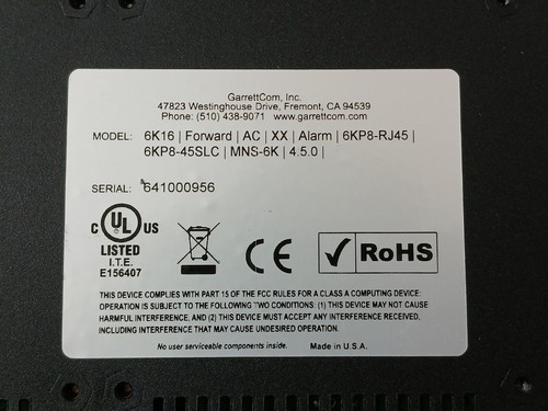 Interruptor de fibra administrado GARRETTCOM MAGNUM 6K16 100-240VAC 47-63HZ - Imagen 8 de 20