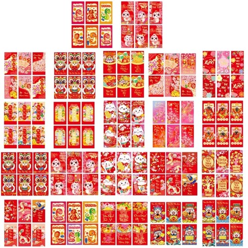 6Pcs Vietnamese Redness Envelopes for 2025 Year Of The Snake Money Gift Bags