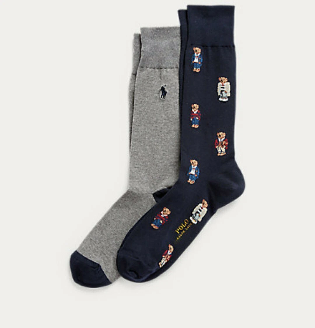 Polo Ralph Lauren Men's POLO BEAR Dress Socks ,Navy u0026 Gray, 2 Pairs,One  Size | eBay