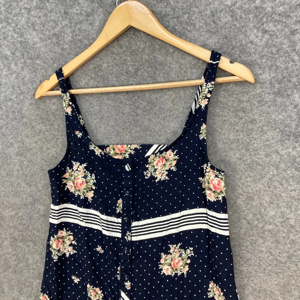 Vestido Element Mujer Talla 8 Azul Floral Sin Mangas Viscosa Botón Mini 33211 Foto 3 de 4