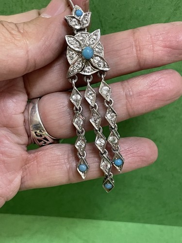 Vintage Rare hand made silver Turquoise Necklace Head Cover Pendant 96 G R5 - Picture 20 of 24