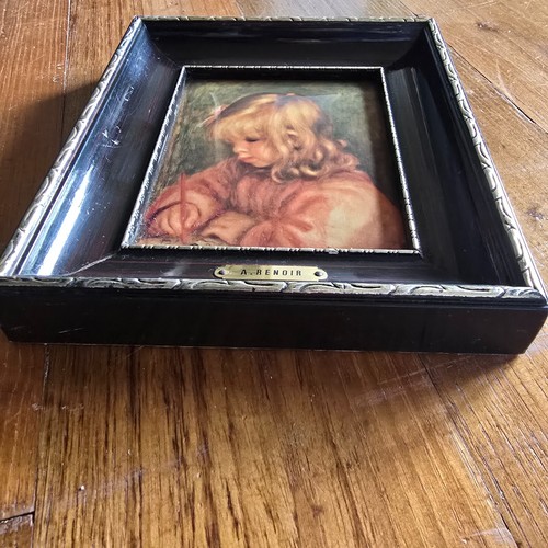 🌿 Petit cadre vintage — reproduction sur tissu matelassé — A. Renoir — 16x18 cm - Photo 12/13