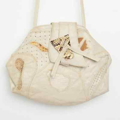 Vintage 1980s White Leather Patchwork Shoulder Bag Purse | eBay
