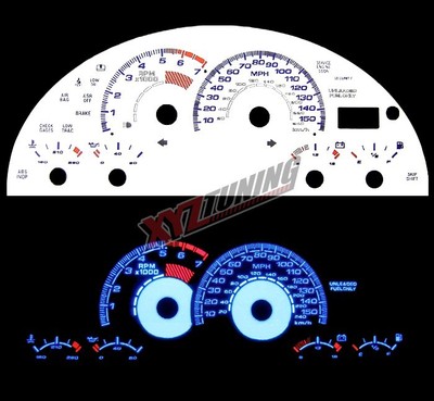 WHITE 97-00 Camaro Z28 BLUE INDIGLO Night Reverse GLOW GAUGE Kit