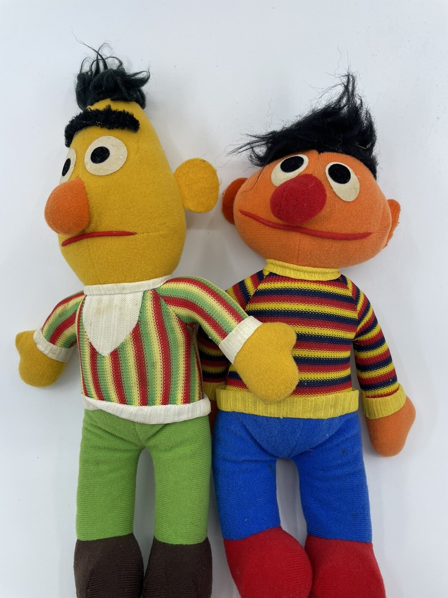 Vintage Knickerbocker 1980s Bert and Ernie Plush Dolls Sesame