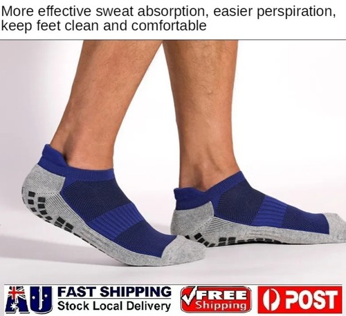 Grip Socks & Nonslip Silicone Sole, BLUE, for Elder, Yoga, Health Care & Sports - Picture 2 of 9