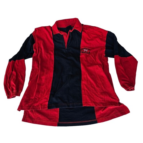Vintage Chicago Bulls Polo SZ Large 90s Colorblock Black Red Striped Embroidered
