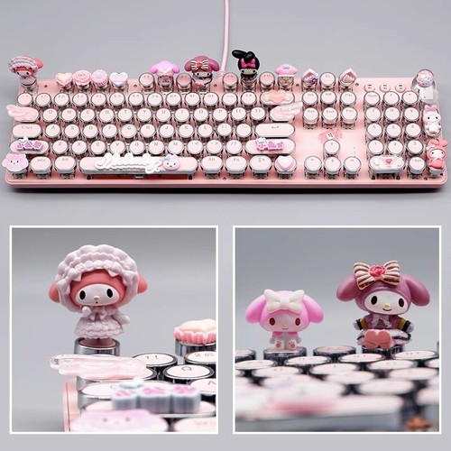 My Melody Kuromi Cinnamoroll LED Wired Mechanical Keyboard Cartoon Keyboards - Picture 17 of 27
