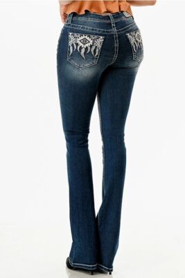 Jeans Grace in LA Bootcut Aztec Feathers EBS768