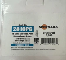 Spotnails #2810PG 18 Gauge Galv. Chisel Point 1-1/4" (Qty Aprox. 5000)