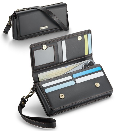 For iPhone 16 Zipper Women PU Leather Crossbody Card Holder Wallet Cover - Picture 24 of 51