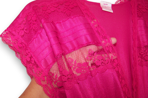 Jill Andrea of New York Vintage Nightgown Women Sz S Magenta Nylon USA Lingerie - Picture 6 of 9