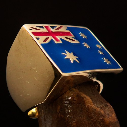 AUSTRALIAN FLAG RING, MENS PINKY RING, SOUTH CROSS RING FLAG OF AUSTRALIA SIZE 8 - Picture 4 of 8