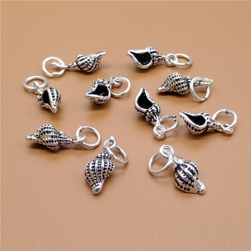 2 Sterling Silber kleine Muschel Muschel Charms 3D 925 Silber für Armband - Bild 3 von 4