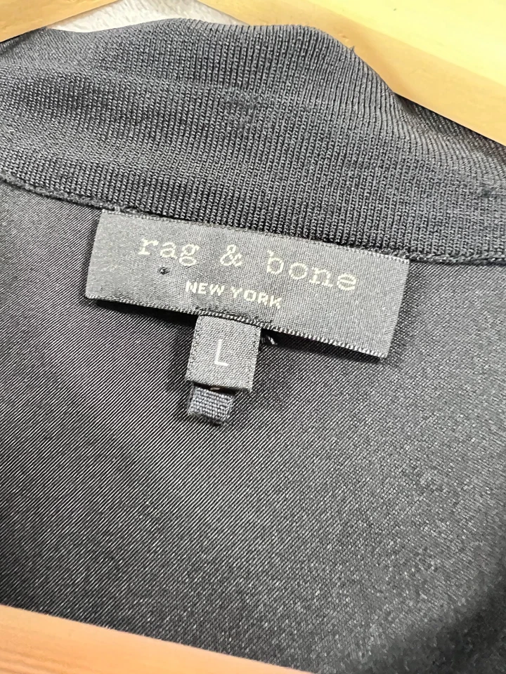 VESTIDO CAMISERO DE SEDA MANGA LARGA RAG & BONE DISEÑO NEGRO/MARFIL TALLA L Ligero Foto 4 de 4