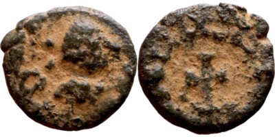  *RARE*GERMAN MIGRATION TRIBES? BARBARIC?-AE 9mm/0.61g-VG-CROSS-5TH/6TH CENTURY