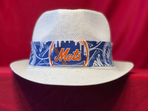 MLB New York Mets unisex summer fedora Panama straw hat with band - Picture 11 of 24