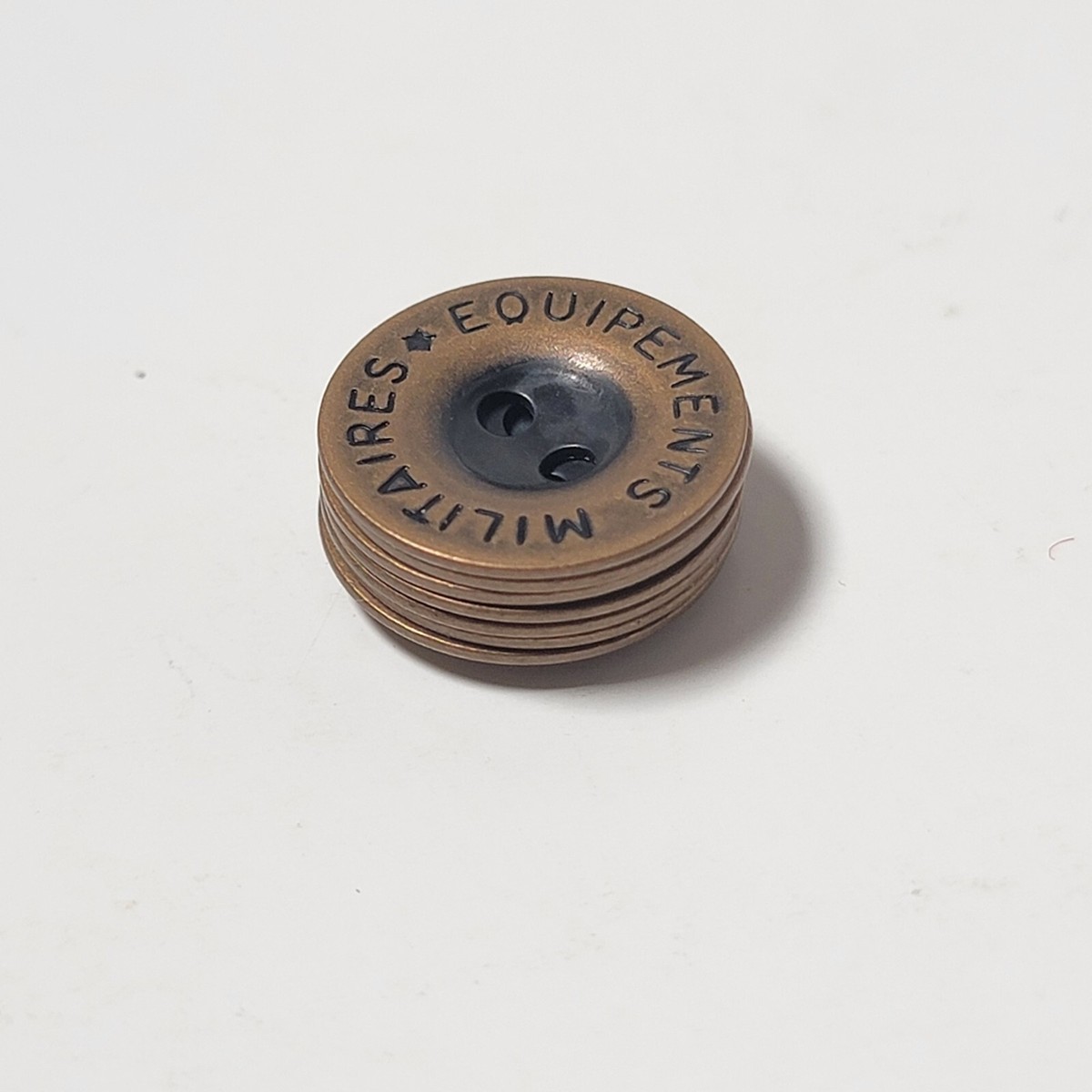 7 Vintage Militaires Equipment Buttons Brass Thin Approx 11