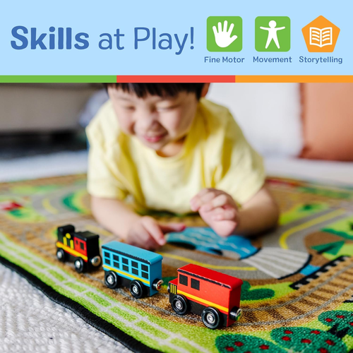 Vagones de tren magnéticos de madera Melissa & Doug - 8 piezas educativos y construcción de habilidades - Imagen 5 de 12