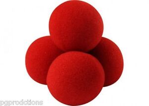 4 Super Soft RED 2/" SPONGE BALLS Gosh Magician Magic Trick Box Set Foam Prop Toy