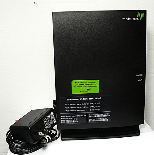 WINDSTREAM Wi-FI T3200 Wireless Gateway Modem/Router + AC Adapter - Clean!