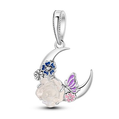 MULA Temperatur Farbwechsel Rose Mond DIY Charm Für Armband 925 Sterling Silber
