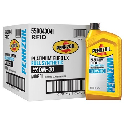 Pennzoil Platinum Euro LX Full Synthetic 0W-30 Motor Oil, 1 1 Quart, Yellow 