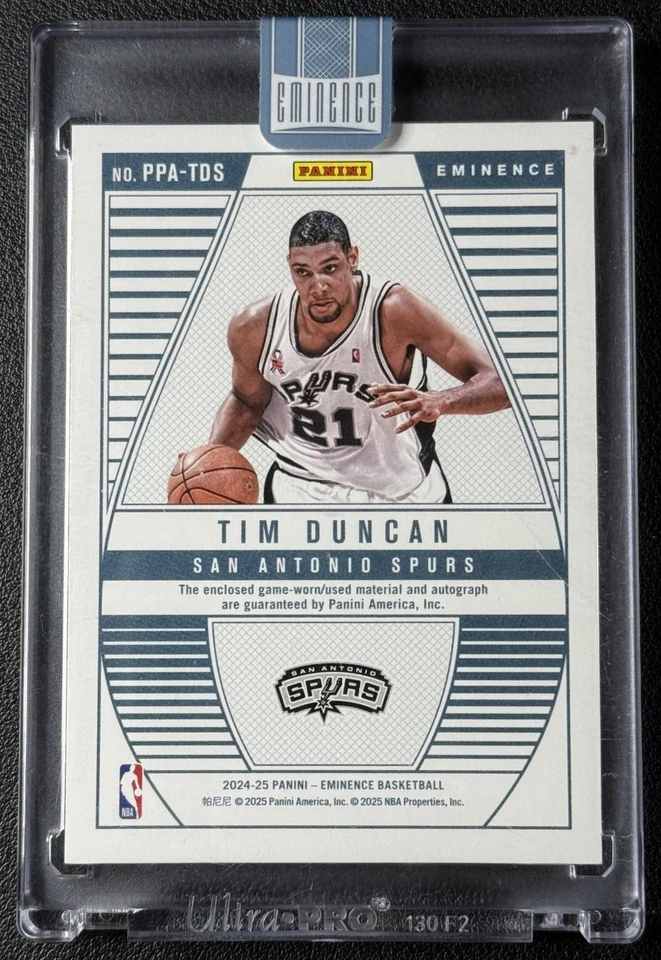 TIM DUNCAN 2024-25 PANINI EMINENCE PEERLESS GU PATCH AUTO JERSEY 08/10 SPURS - Image 2 of 2