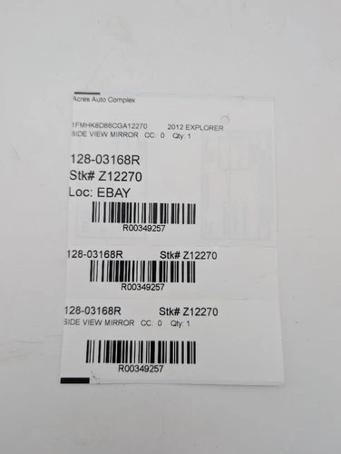 Used Right Door Mirror fits: 2012 Ford Explorer Power manual fold painted heated