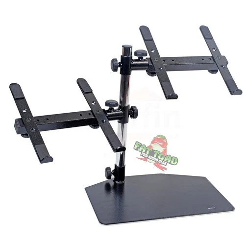 Double DJ Laptop Stand - 2 Tier PA Equipment PC Table Monitor CD Player Speakers