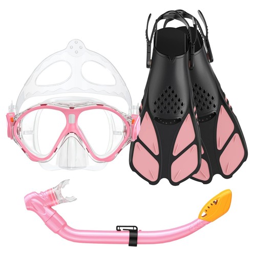 Kids Snorkel Set, Mask Fins Snorkeling Gear for Kids Anti-Fog Swim Goggles 18...