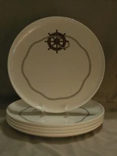 5 Melania Yacht Line Monte Carlo Melamine Dinner Plates Ship Wheel Rope 10 1/2"