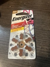 Energizer 312 Size Hearing Aid Batteries, Pack Of 6 NEW EXP 03/2028