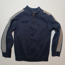 OshKosh B'gosh Kids Pullover Cable Knit Sweater Size 7 Navy Blue 1/4 Zip