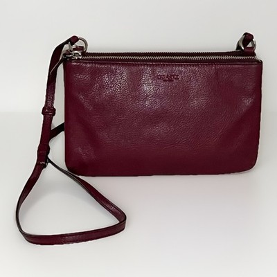Coach Lyla Park Leather Crossbody Purse Double Gusset Burgundy Red