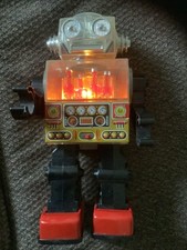 1970S Vintage Piston Robot Battery Operated *No Box* Lights Up!