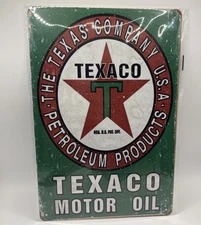 Texaco Motor Oil Retro Metal Tin Sign Gas Oil Garage Shop Wall Decor 12x8