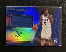 2020-21 Panini Certified Freshman Fabric Signatures Tyrese Maxey Blue /49 76ers