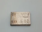 Vintage Crown Mint 1/2 oz Half Ounce Fine .999 Silver Fractional Bar Rare Ingot