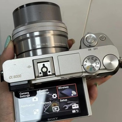 Sony Alpha A6000 24.3MP Mirrorless Camera w/16-50mm Lens Kit Silver Colors