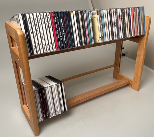 Vintage Wooden CD Rack Holder Dowel-type Stand Storage Holds 100 CDs ...