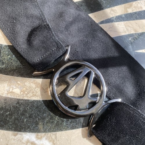 New Armani Exchange AX Logo Belt Y2K Vintage Genuine Leather Suede Black Size XL - Picture 4 of 15