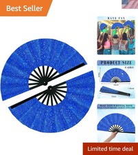 Elegant 2 Pack Rave Dancing Fans - Flash Blue Glitter for Events & Performances