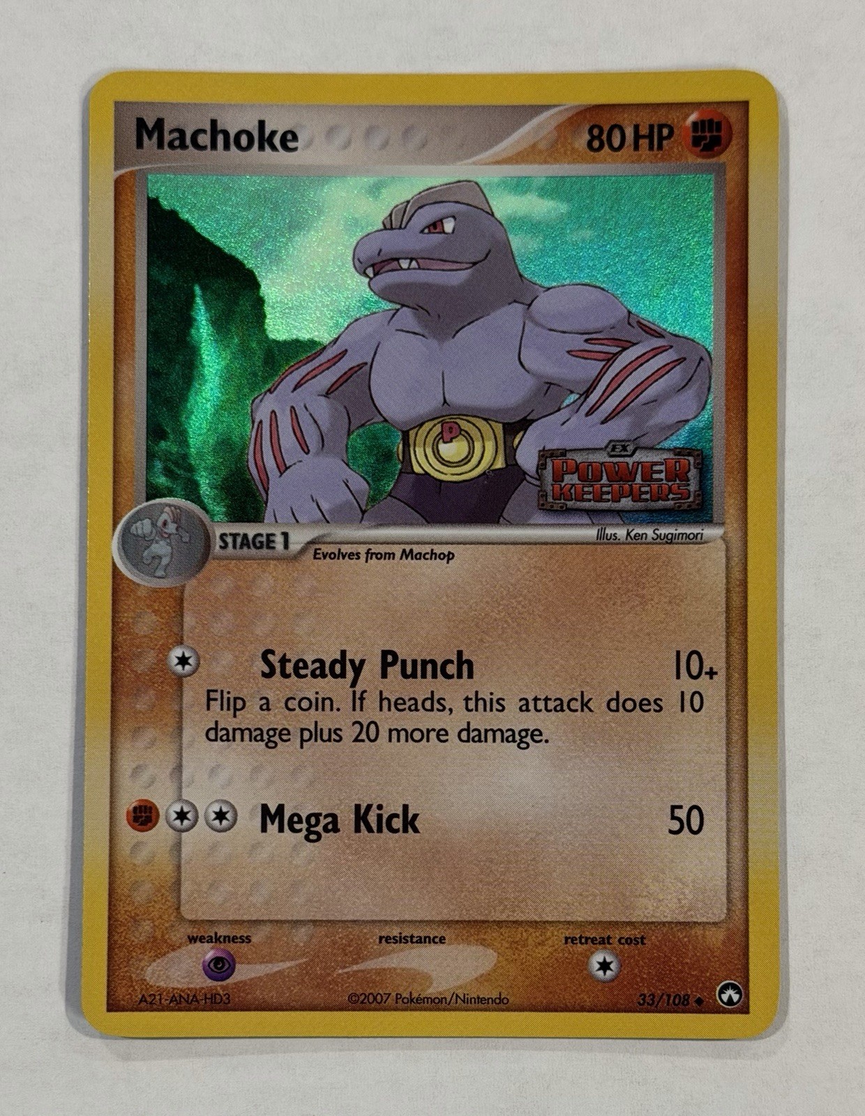 Pokémon MACHOKE 33/108 Reverse Holo Uncommon LP EX Power Keepers STAMPED TCG