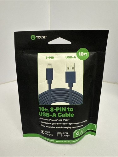 U Youse 10ft 8 Pin to USB-A Cable - Blue