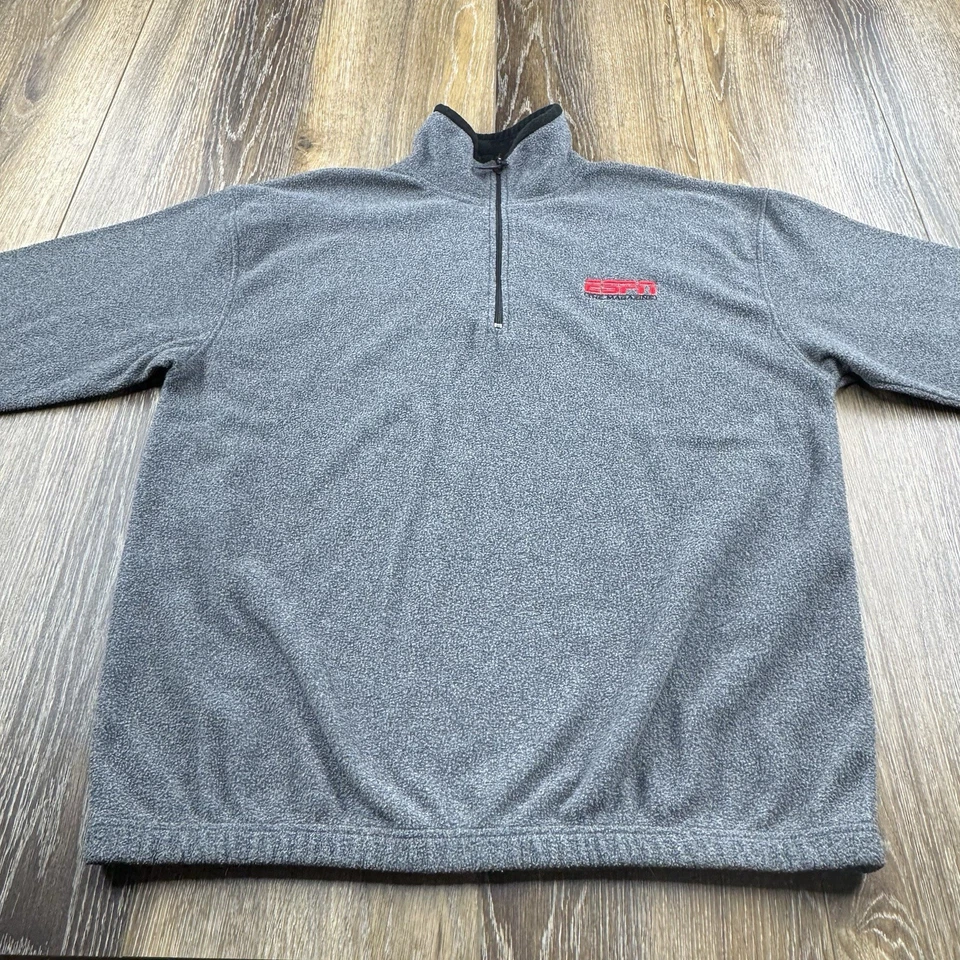 Sudadera De Colección ESPN Para Hombres XL Gris The Magazine Deportes Polar 1/4 Cremallera Suéter Foto 3 de 4