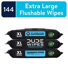 DUDE Wipes Flushable Wipes, XL Wet Wipes for At Home Use, Unscented, 48 Count