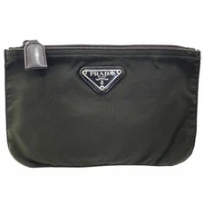 Prada Multi Pouch Dark Brown Nylon Slim Zip Cosmetic Bag Vintage Authentic