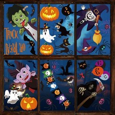 Halloween Fensteraufkleber K&uuml;rbis Spinnennetz Fledermaus Kinder 9 Bl&auml;tter 55Pcs