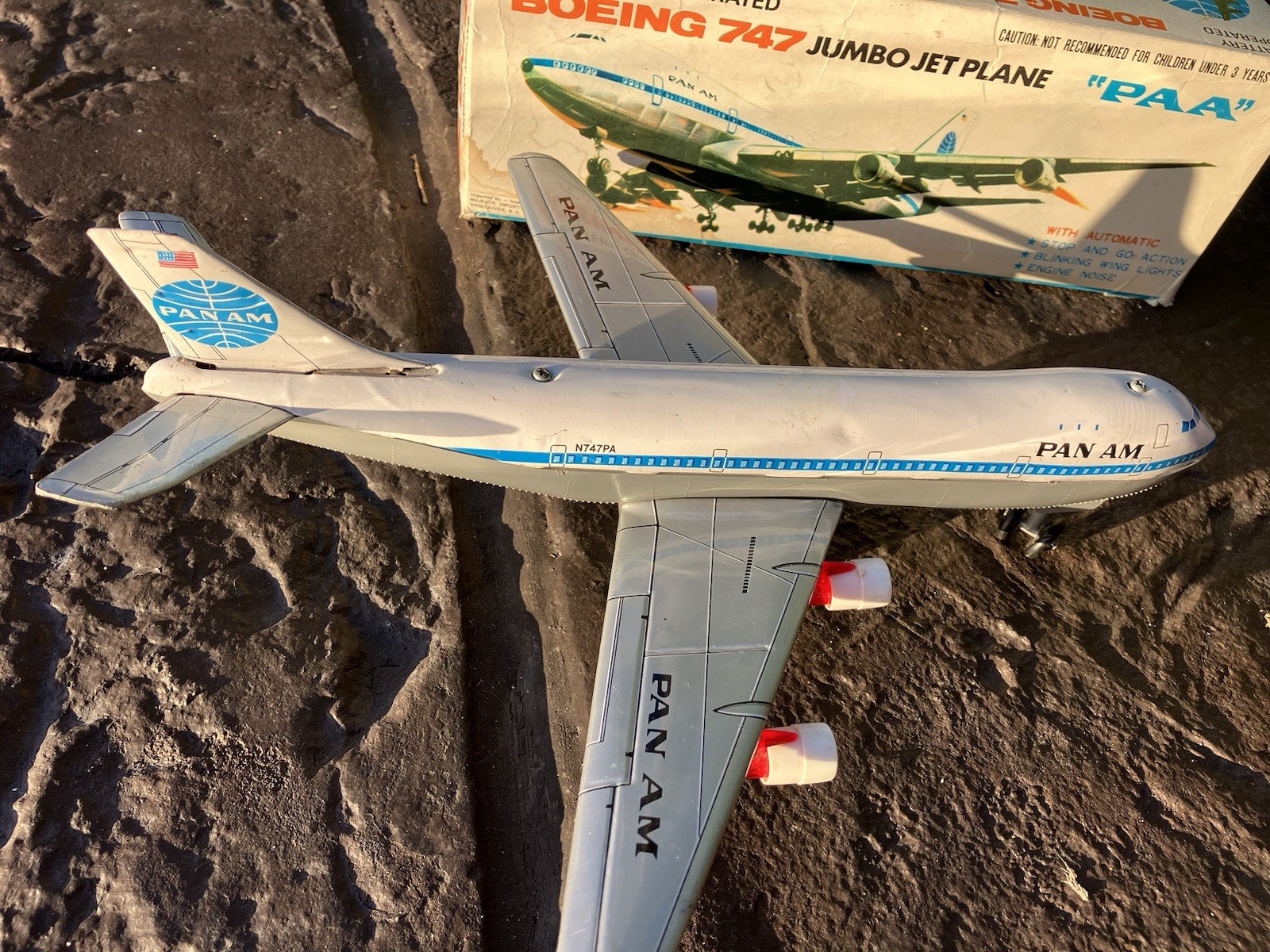 Pan Am Air Tin Toy Boeing 747 Battery Operated Jet Japan Lithograph original box